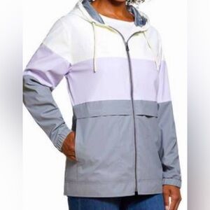 Original weatherproof vintage women’s small cream, lavender & grey rain jacket